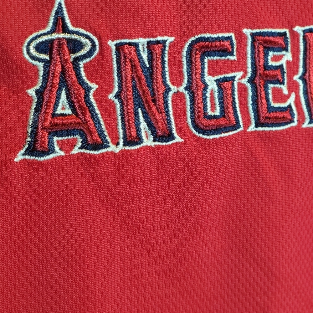 Stitches Angels red jersey short sleeve v-neck shirt. Size 2XL. Embroidered. - Picture 4 of 9